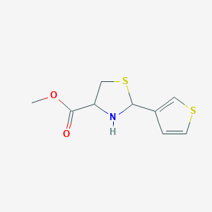 molecular formula C9H11NO2S2 B2443396 Methyl 2-thiophen-3-yl-1,3-thiazolidine-4-carboxylate CAS No. 2166975-25-1