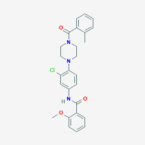 molecular formula C26H26ClN3O3 B244340 N-{3-Chloro-4-[4-(2-methylbenzoyl)piperazin-1-YL]phenyl}-2-methoxybenzamide 