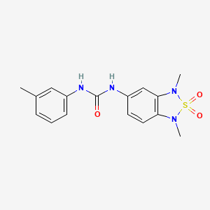 molecular formula C16H18N4O3S B2443402 1-(1,3-Dimethyl-2,2-dioxido-1,3-dihydrobenzo[c][1,2,5]thiadiazol-5-yl)-3-(m-tolyl)urea CAS No. 2034587-97-6