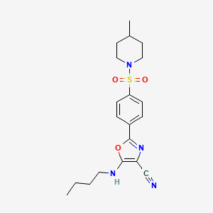molecular formula C20H26N4O3S B2443404 5-(丁基氨基)-2-{4-[(4-甲基哌啶-1-基)磺酰基]苯基}-1,3-恶唑-4-腈 CAS No. 941247-55-8