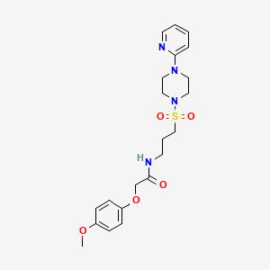 2-(4-methoxyphenoxy)-N-(3-((4-(pyridin-2-yl)piperazin-1-yl)sulfonyl)propyl)acetamide