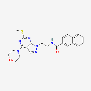 molecular formula C23H24N6O2S B2443406 N-(2-(6-(甲硫基)-4-吗啉代-1H-吡唑并[3,4-d]嘧啶-1-基)乙基)-2-萘酰胺 CAS No. 946211-22-9
