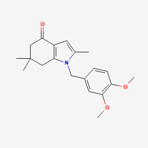 molecular formula C20H25NO3 B2443420 1-[(3,4-Dimethoxyphenyl)methyl]-2,6,6-trimethyl-5,7-dihydroindol-4-one CAS No. 1022427-22-0