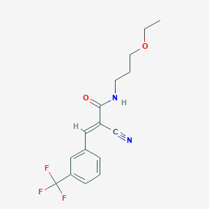 molecular formula C16H17F3N2O2 B2443421 (E)-2-cyano-N-(3-ethoxypropyl)-3-[3-(trifluoromethyl)phenyl]prop-2-enamide CAS No. 852847-91-7