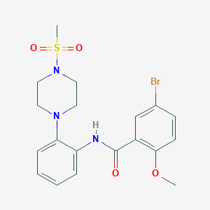 molecular formula C19H22BrN3O4S B244343 5-bromo-2-methoxy-N-{2-[4-(methylsulfonyl)-1-piperazinyl]phenyl}benzamide 