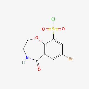 molecular formula C9H7BrClNO4S B2443434 7-Bromo-5-oxo-2,3,4,5-tetrahydro-1,4-benzoxazepine-9-sulfonyl chloride CAS No. 1989659-72-4