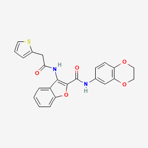 molecular formula C23H18N2O5S B2443439 N-(2,3-dihydrobenzo[b][1,4]dioxin-6-yl)-3-(2-(thiophen-2-yl)acetamido)benzofuran-2-carboxamide CAS No. 872613-39-3