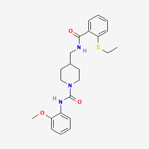 molecular formula C23H29N3O3S B2443440 4-((2-(ethylthio)benzamido)methyl)-N-(2-methoxyphenyl)piperidine-1-carboxamide CAS No. 1234924-75-4