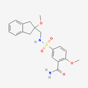 molecular formula C19H22N2O5S B2443449 2-Methoxy-5-(N-((2-Methoxy-2,3-dihydro-1H-inden-2-yl)methyl)sulfamoyl)benzamid CAS No. 2034411-25-9