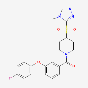 molecular formula C21H21FN4O4S B2443450 (3-(4-fluorophenoxy)phenyl)(4-((4-methyl-4H-1,2,4-triazol-3-yl)sulfonyl)piperidin-1-yl)methanone CAS No. 1448051-61-3