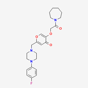 molecular formula C24H30FN3O4 B2443465 5-(2-(氮杂环戊烷-1-基)-2-氧代乙氧基)-2-((4-(4-氟苯基)哌嗪-1-基)甲基)-4H-吡喃-4-酮 CAS No. 898416-64-3