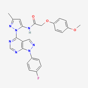 N-{1-[1-(4-fluorophenyl)-1H-pyrazolo[3,4-d]pyrimidin-4-yl]-3-methyl-1H-pyrazol-5-yl}-2-(4-methoxyphenoxy)acetamide