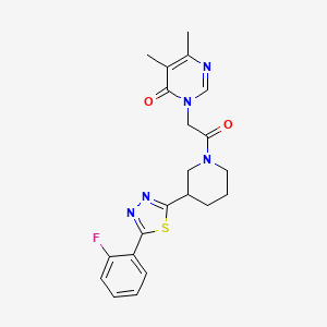 3-(2-(3-(5-(2-fluorophenyl)-1,3,4-thiadiazol-2-yl)piperidin-1-yl)-2-oxoethyl)-5,6-dimethylpyrimidin-4(3H)-one