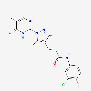 N-(3-chloro-4-fluorophenyl)-3-(1-(4,5-dimethyl-6-oxo-1,6-dihydropyrimidin-2-yl)-3,5-dimethyl-1H-pyrazol-4-yl)propanamide