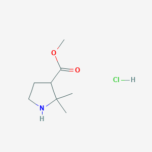 molecular formula C8H16ClNO2 B2443487 2,2-二甲基吡咯烷-3-羧酸甲酯；盐酸盐 CAS No. 2287330-98-5