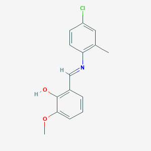 molecular formula C15H14ClNO2 B2443505 2-{(E)-[(4-chloro-2-methylphenyl)imino]methyl}-6-methoxyphenol CAS No. 196875-74-8
