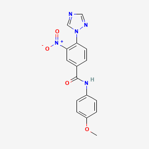 molecular formula C16H13N5O4 B2443506 N-(4-methoxyphenyl)-3-nitro-4-(1H-1,2,4-triazol-1-yl)benzamide CAS No. 338408-04-1