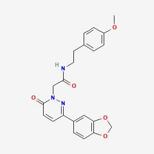 molecular formula C22H21N3O5 B2443511 2-(3-(benzo[d][1,3]dioxol-5-yl)-6-oxopyridazin-1(6H)-yl)-N-(4-methoxyphenethyl)acetamide CAS No. 941883-16-5