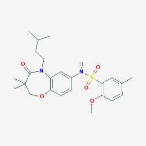 N-(5-isopentyl-3,3-dimethyl-4-oxo-2,3,4,5-tetrahydrobenzo[b][1,4]oxazepin-7-yl)-2-methoxy-5-methylbenzenesulfonamide