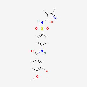 molecular formula C20H21N3O6S B2443523 N-[4-(3,4-Dimethyl-isoxazol-5-ylsulfamoyl)-phenyl]-3,4-dimethoxy-benzamide CAS No. 301681-58-3