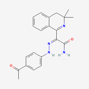 (2Z)-2-[(4-acetylphenyl)hydrazinylidene]-2-(3,3-dimethyl-4H-isoquinolin-1-yl)acetamide