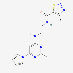 4-methyl-N-(2-((2-methyl-6-(1H-pyrrol-1-yl)pyrimidin-4-yl)amino)ethyl)-1,2,3-thiadiazole-5-carboxamide