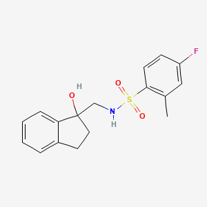 4-fluoro-N-((1-hydroxy-2,3-dihydro-1H-inden-1-yl)methyl)-2-methylbenzenesulfonamide