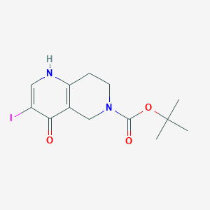 molecular formula C13H17IN2O3 B2443545 Tert-butyl 4-hydroxy-3-iodo-5,6,7,8-tetrahydro-1,6-naphthyridine-6-carboxylate CAS No. 2219370-58-6
