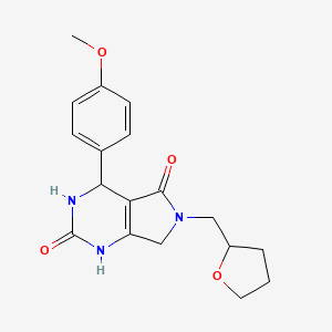 molecular formula C18H21N3O4 B2443556 4-(4-Methoxyphenyl)-6-(oxolan-2-ylmethyl)-1,3,4,7-tetrahydropyrrolo[3,4-d]pyrimidine-2,5-dione CAS No. 899942-95-1