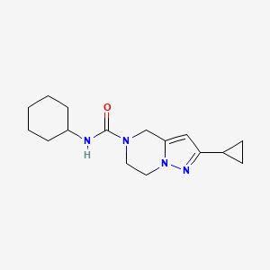 molecular formula C16H24N4O B2443568 N-cyclohexyl-2-cyclopropyl-6,7-dihydropyrazolo[1,5-a]pyrazine-5(4H)-carboxamide CAS No. 2034294-11-4