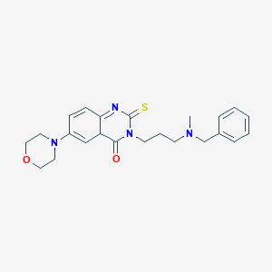 molecular formula C23H28N4O2S B2443572 3-{3-[Benzyl(methyl)amino]propyl}-6-(morpholin-4-yl)-2-sulfanylidene-1,2,3,4-tetrahydroquinazolin-4-one CAS No. 689768-77-2