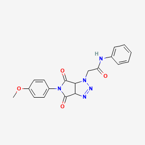 molecular formula C19H17N5O4 B2443583 2-(5-(4-methoxyphenyl)-4,6-dioxo-4,5,6,6a-tetrahydropyrrolo[3,4-d][1,2,3]triazol-1(3aH)-yl)-N-phenylacetamide CAS No. 1008205-35-3