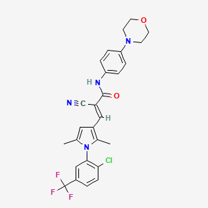 molecular formula C27H24ClF3N4O2 B2443584 (E)-3-[1-[2-chloro-5-(trifluoromethyl)phenyl]-2,5-dimethylpyrrol-3-yl]-2-cyano-N-(4-morpholin-4-ylphenyl)prop-2-enamide CAS No. 556008-33-4