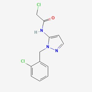 molecular formula C12H11Cl2N3O B2443590 2-chloro-N-[1-(2-chlorobenzyl)-1H-pyrazol-5-yl]acetamide CAS No. 956769-09-8