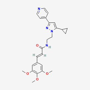 molecular formula C25H28N4O4 B2443594 (E)-N-(2-(5-环丙基-3-(吡啶-4-基)-1H-吡唑-1-基)乙基)-3-(3,4,5-三甲氧基苯基)丙烯酰胺 CAS No. 1798343-20-0