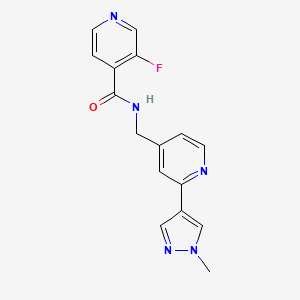 molecular formula C16H14FN5O B2443596 3-fluoro-N-((2-(1-methyl-1H-pyrazol-4-yl)pyridin-4-yl)methyl)isonicotinamide CAS No. 2034609-80-6