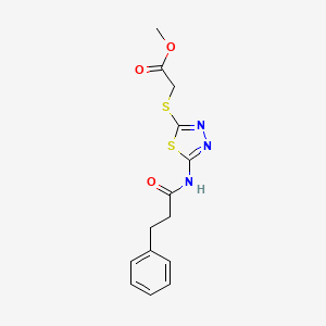 Methyl 2-((5-(3-phenylpropanamido)-1,3,4-thiadiazol-2-yl)thio)acetate