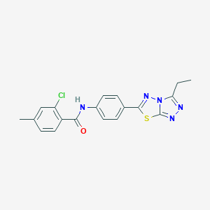 molecular formula C19H16ClN5OS B244361 2-chloro-N-[4-(3-ethyl[1,2,4]triazolo[3,4-b][1,3,4]thiadiazol-6-yl)phenyl]-4-methylbenzamide 