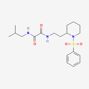 molecular formula C19H29N3O4S B2443623 N1-异丁基-N2-(2-(1-(苯磺酰基)哌啶-2-基)乙基)草酰胺 CAS No. 898449-87-1