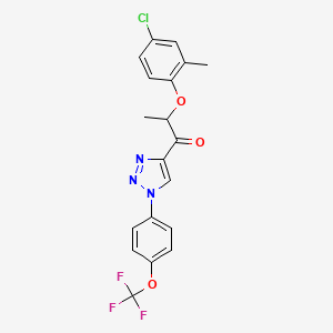 molecular formula C19H15ClF3N3O3 B2443625 2-(4-chloro-2-methylphenoxy)-1-{1-[4-(trifluoromethoxy)phenyl]-1H-1,2,3-triazol-4-yl}-1-propanone CAS No. 478248-71-4