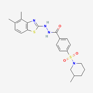 molecular formula C22H26N4O3S2 B2443626 N'-(4,5-dimethylbenzo[d]thiazol-2-yl)-4-((3-methylpiperidin-1-yl)sulfonyl)benzohydrazide CAS No. 851980-61-5