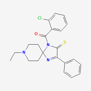 molecular formula C22H22ClN3OS B2443636 1-(2-Chlorobenzoyl)-8-ethyl-3-phenyl-1,4,8-triazaspiro[4.5]dec-3-ene-2-thione CAS No. 866866-48-0