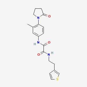 molecular formula C19H21N3O3S B2443639 N1-(3-methyl-4-(2-oxopyrrolidin-1-yl)phenyl)-N2-(2-(thiophen-3-yl)ethyl)oxalamide CAS No. 1251610-78-2