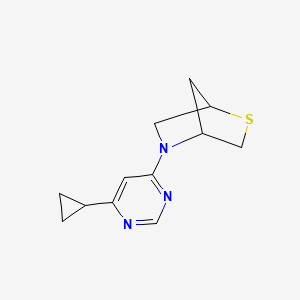 molecular formula C12H15N3S B2443647 5-(6-环丙基嘧啶-4-基)-2-硫杂-5-氮杂双环[2.2.1]庚烷 CAS No. 2097883-52-6