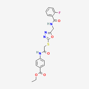 Ethyl 4-({[(5-{[(2-fluorobenzoyl)amino]methyl}-1,3,4-oxadiazol-2-yl)thio]acetyl}amino)benzoate