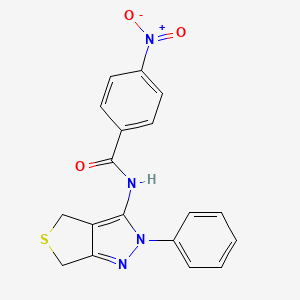 molecular formula C18H14N4O3S B2443667 4-nitro-N-(2-phenyl-4,6-dihydro-2H-thieno[3,4-c]pyrazol-3-yl)benzamide CAS No. 392253-58-6