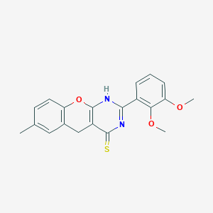 molecular formula C20H18N2O3S B2443671 2-(2,3-dimethoxyphenyl)-7-methyl-3H-chromeno[2,3-d]pyrimidine-4(5H)-thione CAS No. 866808-00-6