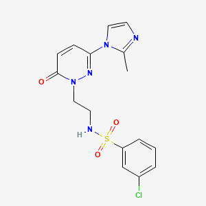 molecular formula C16H16ClN5O3S B2443676 3-chloro-N-(2-(3-(2-methyl-1H-imidazol-1-yl)-6-oxopyridazin-1(6H)-yl)ethyl)benzenesulfonamide CAS No. 1351596-28-5