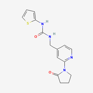 molecular formula C15H16N4O2S B2443678 1-((2-(2-Oxopyrrolidin-1-yl)pyridin-4-yl)methyl)-3-(thiophen-2-yl)urea CAS No. 2320685-01-4