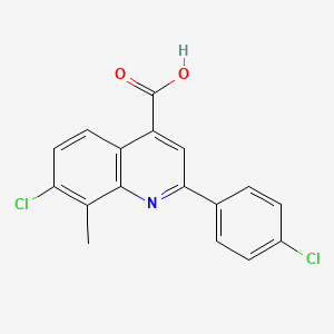 molecular formula C17H11Cl2NO2 B2443680 7-クロロ-2-(4-クロロフェニル)-8-メチルキノリン-4-カルボン酸 CAS No. 500356-69-4